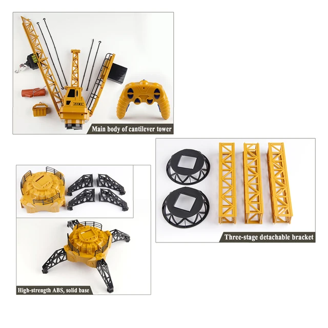 RC Tower Crane 6CH 128CM 680°Rotation Lift Model 2.4G Remote Control Construction Crane Toy With Light & Sound For Kids Gift 3