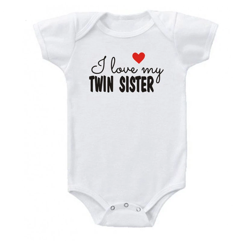 I Love My Two Sister Brother, боди для новорожденных, милый комбинезон с короткими рукавами для маленьких мальчиков и девочек, комбинезон для малышей, одежда для близнецов