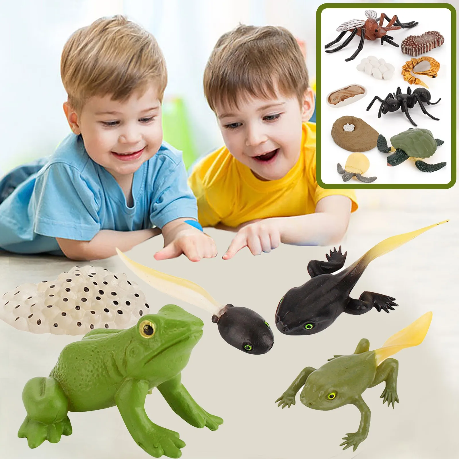 Animales de simulación ciclo de crecimiento mariposa, mariquita, pollo Ciclo de Vida estatuilla modelos de plástico figuras de acción juguete educativo para niños