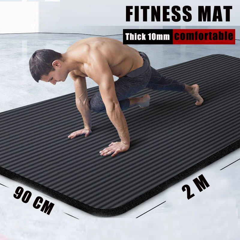 Estera de goma para yoga para hombre, 200cm x 90cm, grande, antideslizante, para ejercicio, gimnasio, 15MM de espesor