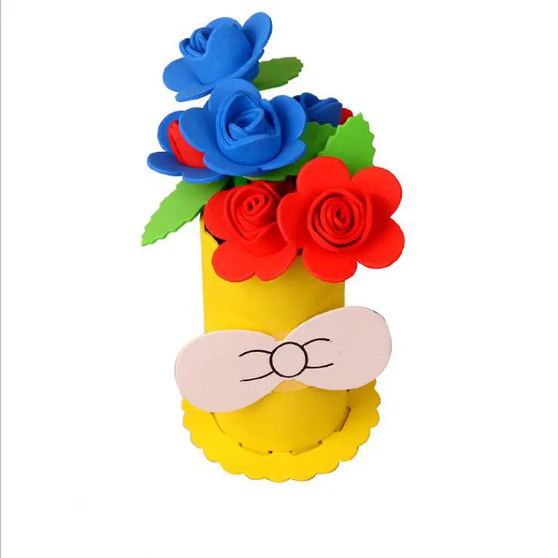 yellow Полезная EVA ремесло DIY цветочный горшок наборы для детей девочек 3-6 лет детский сад креативная развивающая игрушка для девочек DIY EVA посылка - Цвет: yellow