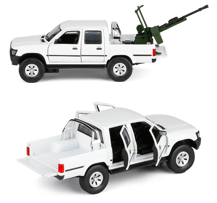 1/32 Toyota Hilux пикап с анти-танковым пистолетом литая металлическая модель автомобиля звуковое освещение игрушки для детей Подарки