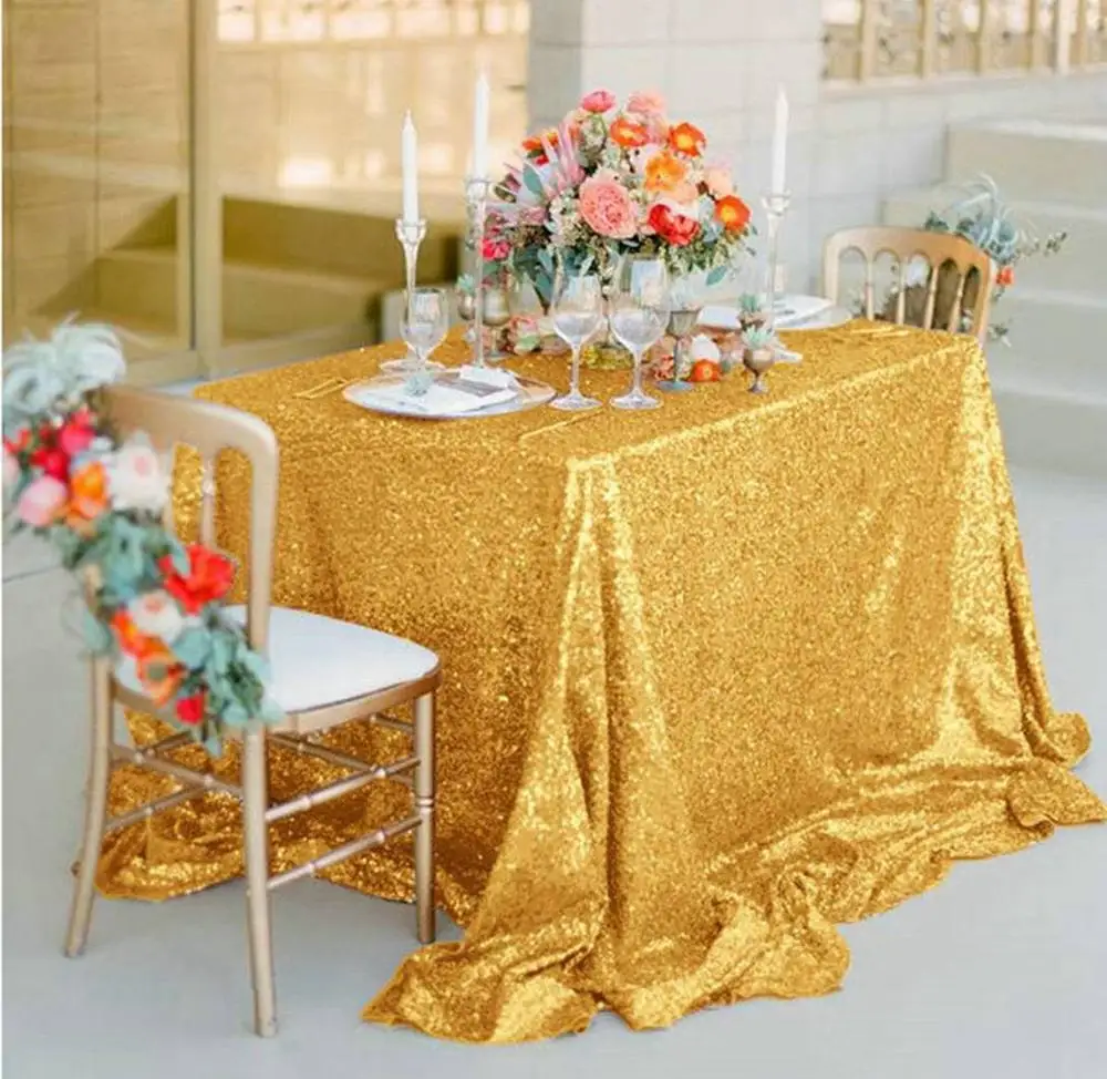 Sequin Tablecloth 50x72Inch Deep Gold Mermaid Party Tablecloths Table Cloths for Wedding/Party-M0928 | Аксессуары для одежды