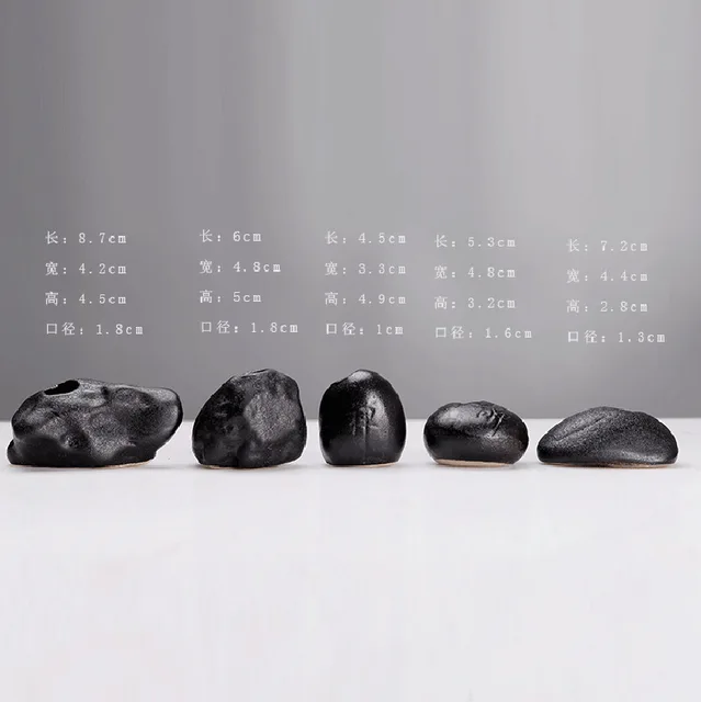 Kreatív Fekete Kis Kő Virág Egyszerű Mini Zen Dekoráció Elrendezés Váza Egyedi - Image 3