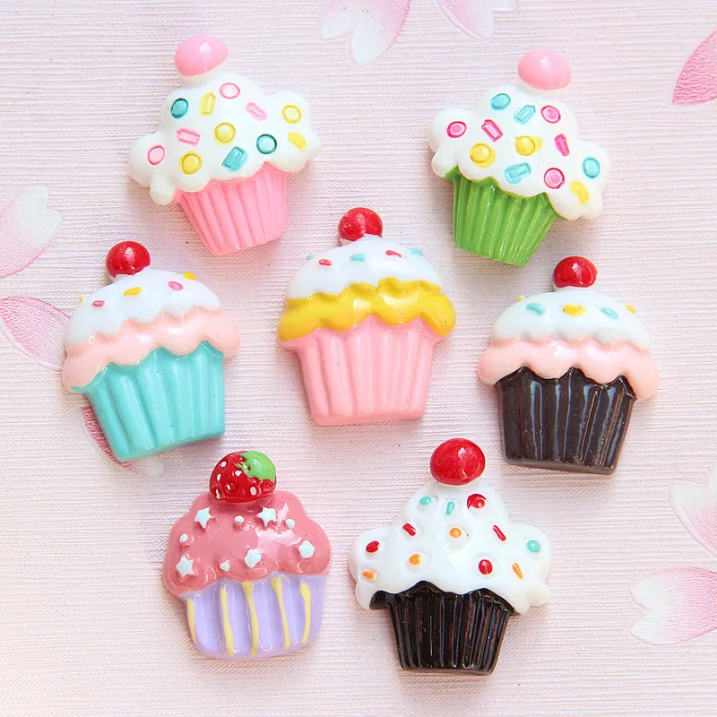 

DIY Jewelry Findings Ornament Accessories Kawaii Resin Cabochon Cute Food Cup Cake Good Clay Beads Charm Hair Jewelry Bow DIY