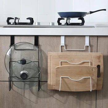 

Kitchen Rack Anchorage Board Iron Door Back Type Household Pot Cover Shelf Receives Shelf Wall Hanging Kitchen Drainage Shelf