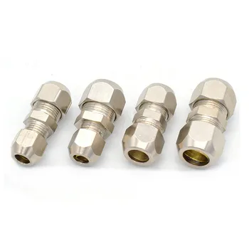 

Compression Ferrule Tube Fitting 4mm 6mm 8mm 10mm 12mm Brass Pipe Double Card Set Copper Joints Tubing Nut Lock Double Straight