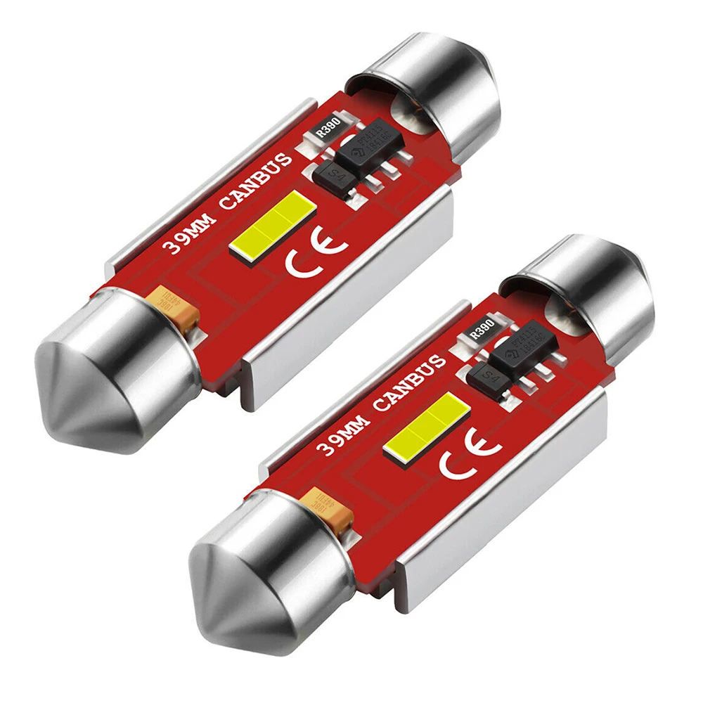 2 шт. 39 мм светодиодный светильник CANBUS без ошибок C5W Festoon 6000K белый внутренний Купол Карта светильник