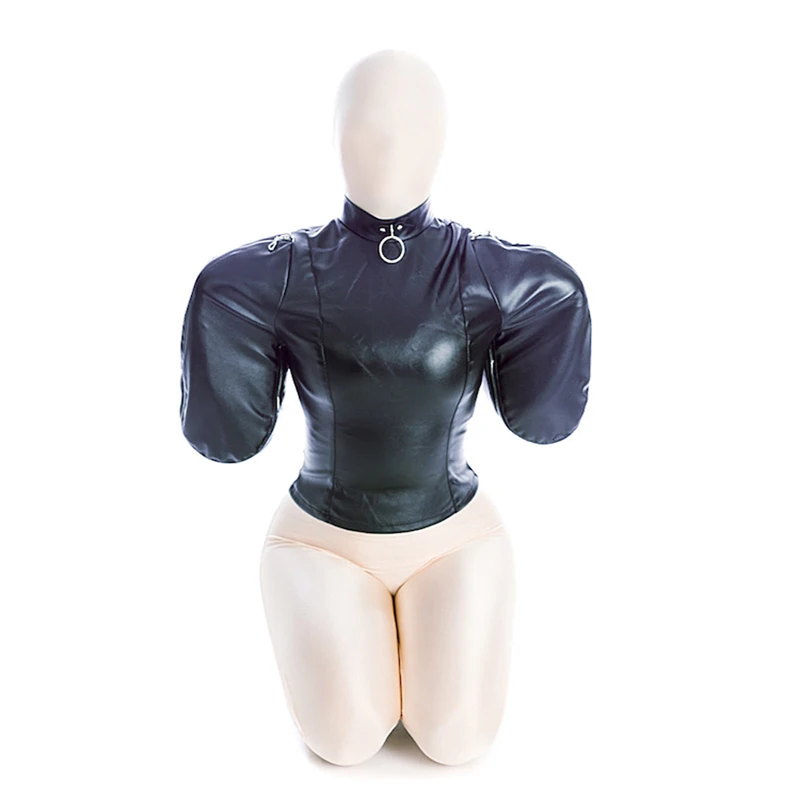 BDSM Bondage Mummy Restraint Bags,Leather Double Arm Binder Restraint Straitjacket,Sexy Costume,Sex Slave Binding Women Sex Toys 4