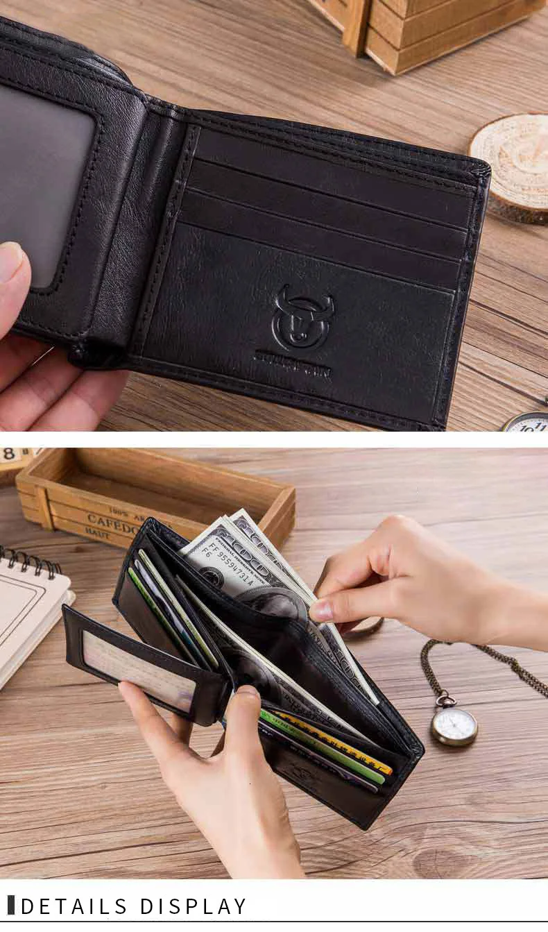 Head Layer Cowhide Man Leisure Time Business Affairs Certificates Doka Position Genuine Leather Cross Section Wallet Purse