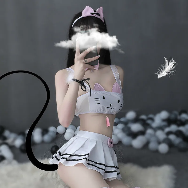 Милая Одежда для девочек kawaii комплект нижнего белья школьная форма сексуальное
