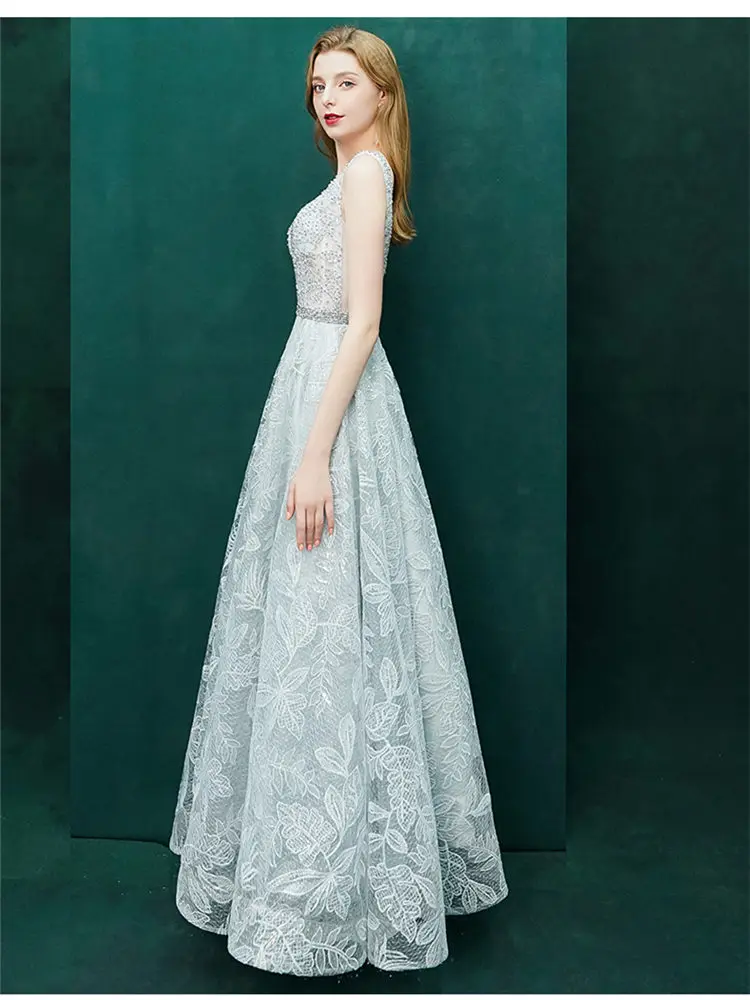 It's Yiya вечернее платье с v-образным вырезом без рукавов длиной до пола Robe De Soiree аппликации с открытой спиной А-силуэта женские вечерние