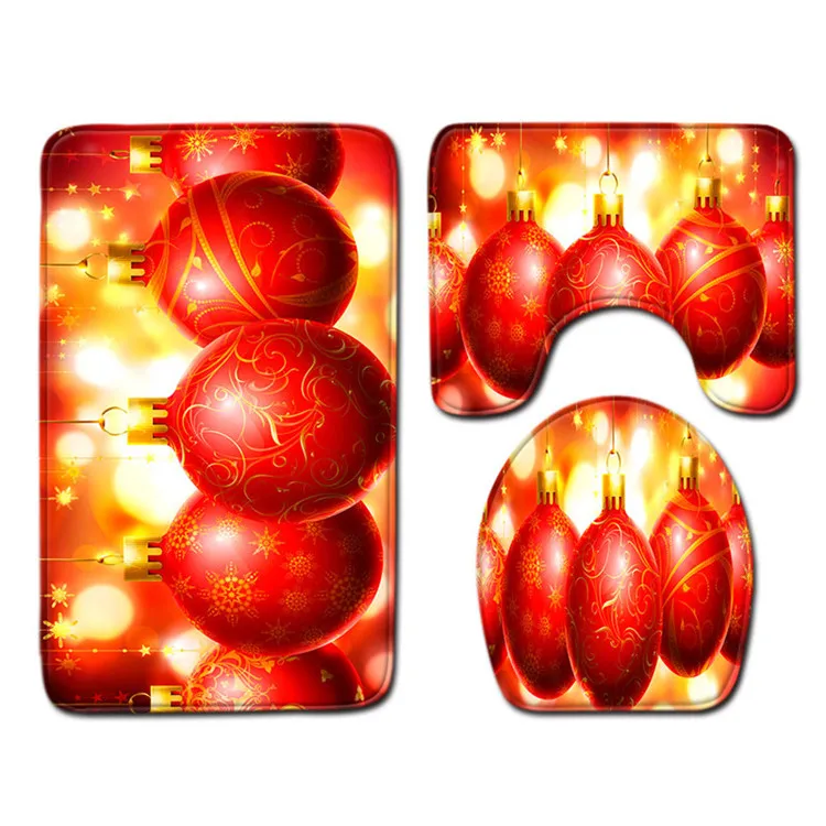 Free Shipping 3Pcs/set Christmas Red Bathroom Carpet Set Dywaniki Lazienkow Bath Mats Rug Tapete Banheiro Tapis Salle De Bain