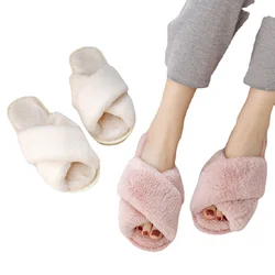 Winter Women House Slippers Faux Fur Warm Flat Shoes Female Slip on Home Furry Ladies Slippers Size 36-43 Wholesale