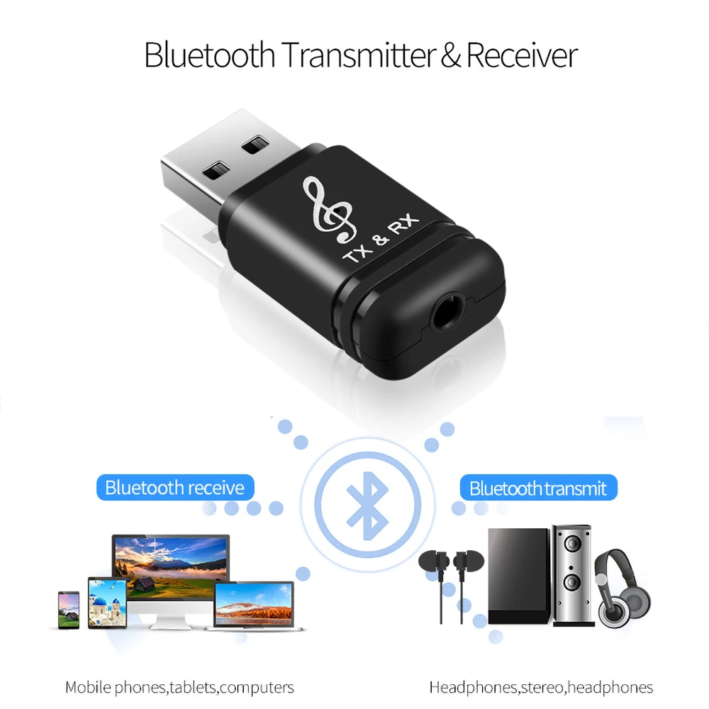 

USB power Wireless Audio Adapter for Bluetooth Earphone MP3 Speaker Car Radio 2 in 1 Stereo Bluetooth 5.0 Transmitter Receiver