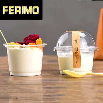

50pcs 300ml Disposable Mousse dessert cup with lid Portion Cups Condiment Cup for Sauce Yogurt Jelly Pudding Container