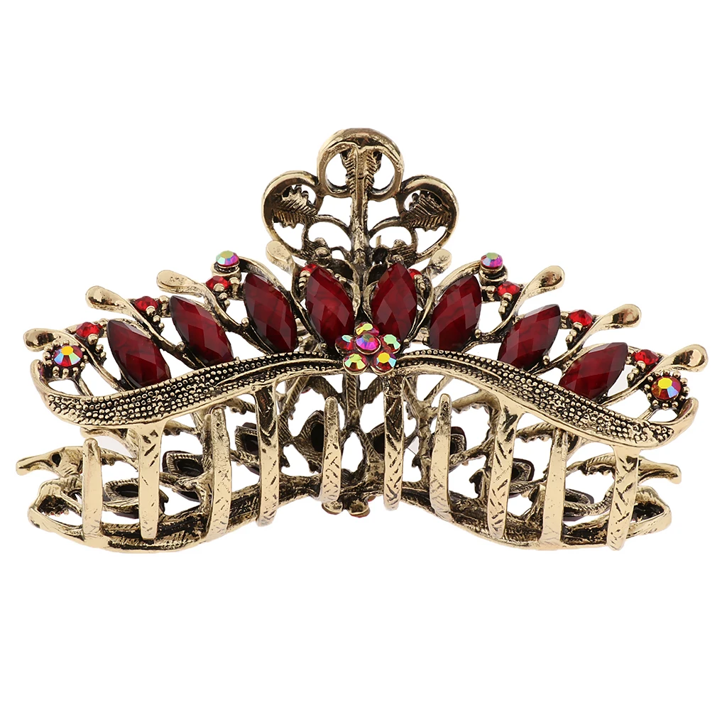 New Style Multi-color Rhinestone Crystals Metal Alloy Flower Hair Claws Clips Pins