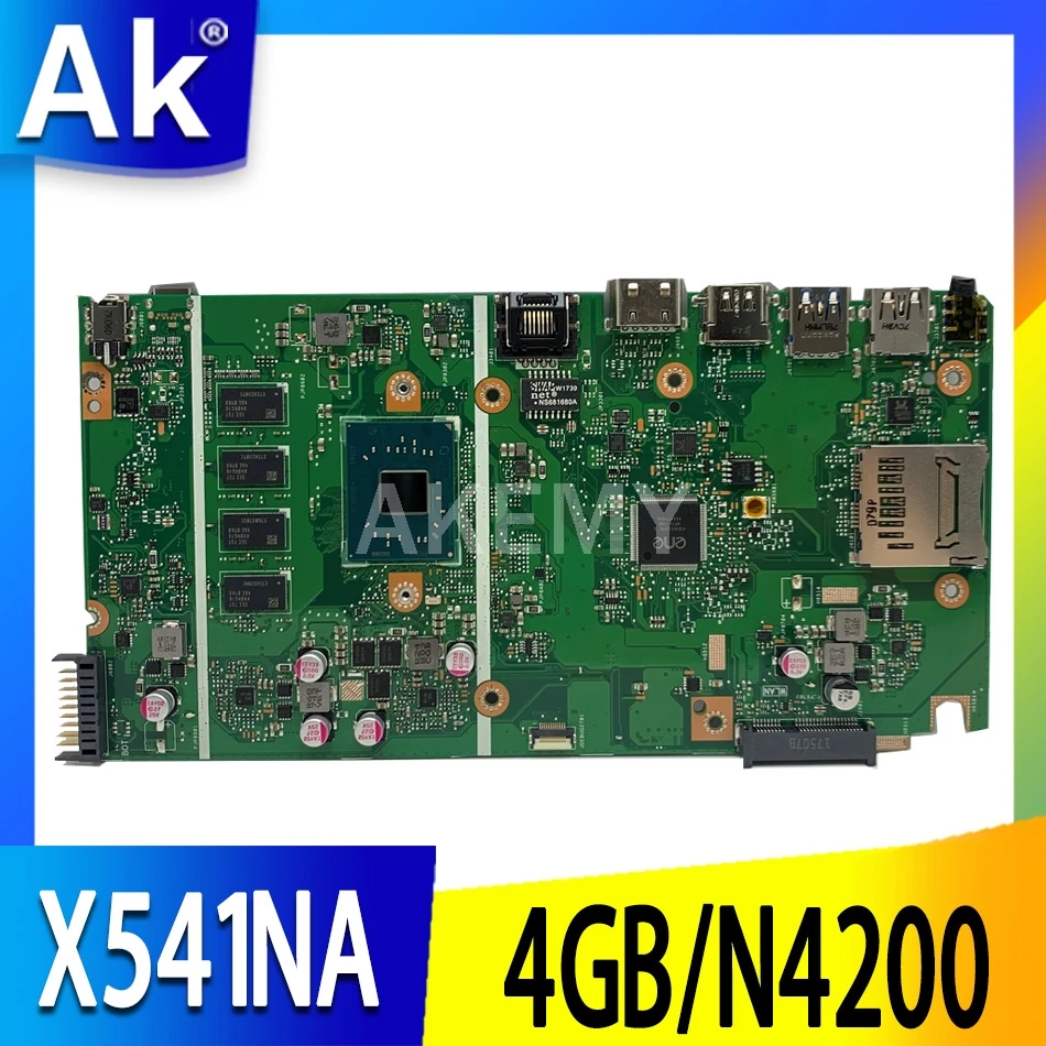 AKemy X541NA N4200 CPU 4GB RAM mainboard REV 2.1 для ASUS X541 X541N материнская плата ноутбука 90NB0B30-R00031