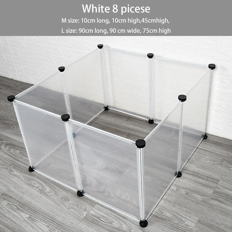 8pcs for DIY DIY Железный Забор питомник манеж для маленьких собак Кошкин дом прозрачный пластиковый перегородка щенка тренировочное пространство кролик Дверь ворота безопасности - Цвет: 8pcs for DIY