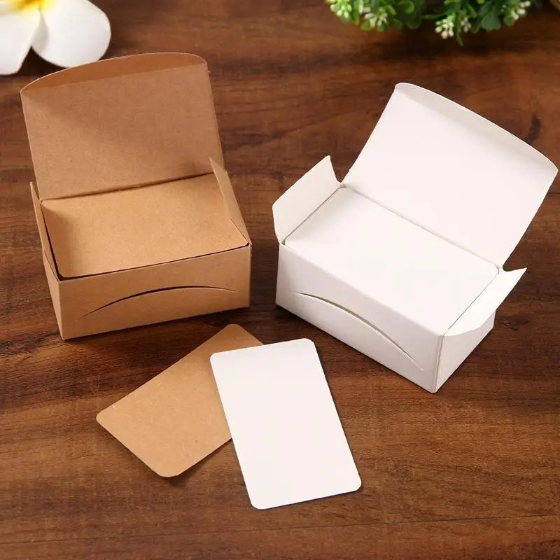 100pcs Retro Double-sided Blank Kraft Paper Business Cards Word Card Message Card DIY Postcard Message Wedding Card Gift Card