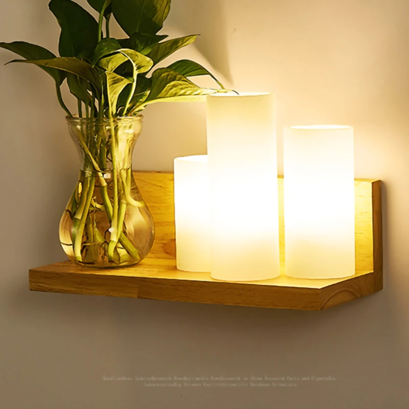 Nordic E27 LED wall lamp modern wood glass sconces lights indoor lighting home decor bedroom living room kitchen decoration