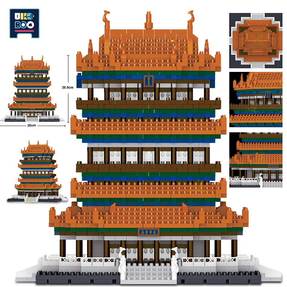 

UKBOO 2761pcs Guanque Tower Constructor Micro Building Blocks 3D Model City Street View Mini Diamond Bricks Toys for Children