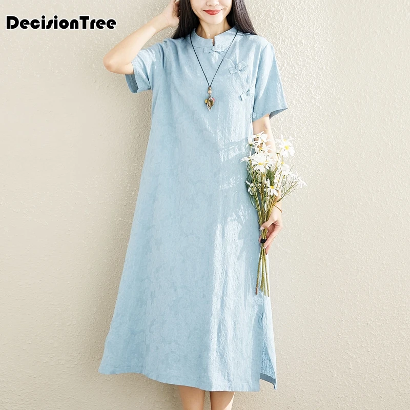 Китайское платье cheongsam qipao женское элегантное Ретро китайское традиционное платье из хлопка и льна cheongsam женское платье