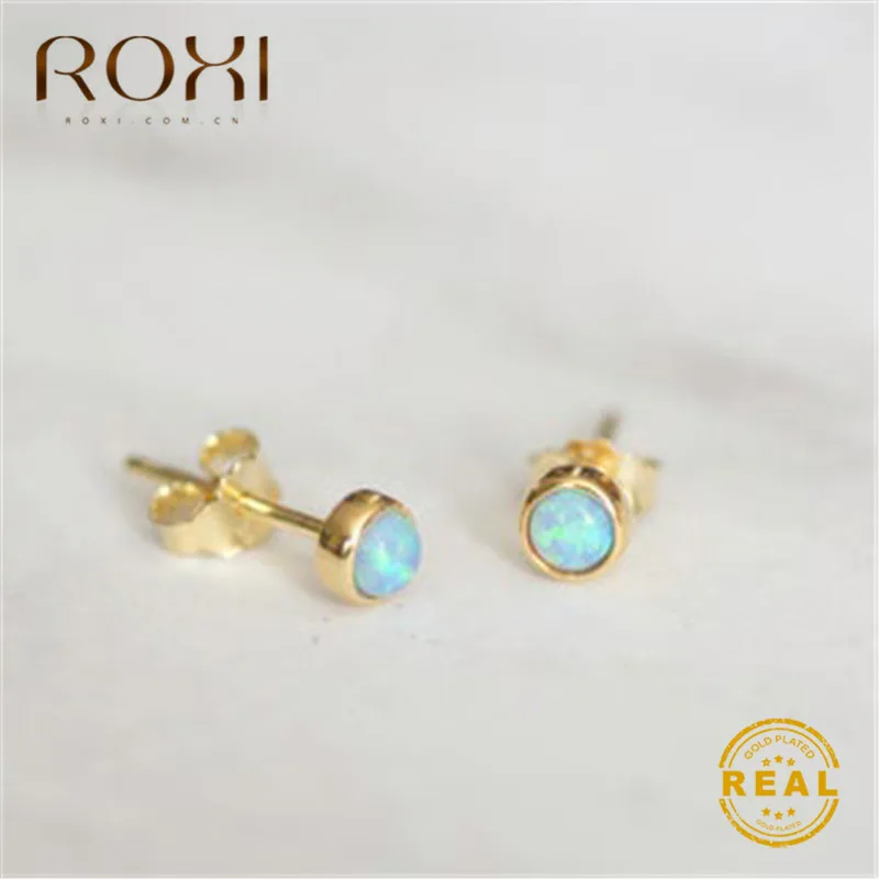 ROXI минималистичные огненные опаловые серьги, корейские серьги-гвоздики для женщин, модные ювелирные изделия, серьга с рождественской тематикой, милые маленькие серьги Oorbellen