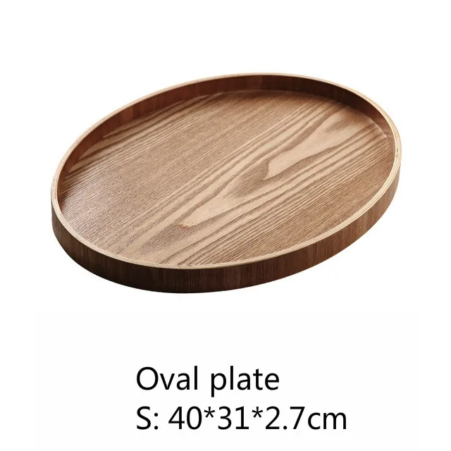 9 Japan Style Solid Wood Storage Trays Multifunction Round/Oval/Rectangular Food Tea Plate Drink Platter Steak Fruit Snack Storage - Цвет: 9