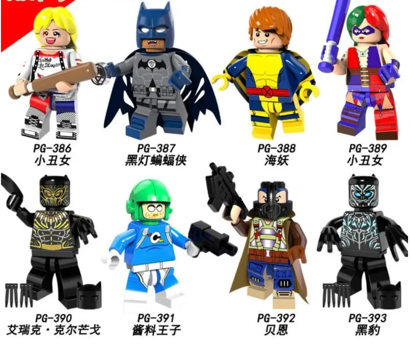 

Legoed Cartoon Quinn Prince sauce Siren Batman Black Panther Building Blocks Figures Children Gift Toys