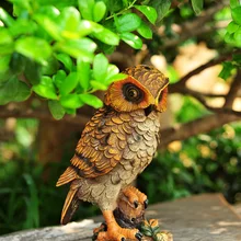32 см Сова со звуком чувство скульптура Садовые принадлежности животное смола статуя ремесла креативная домашняя статуетка с узором двора