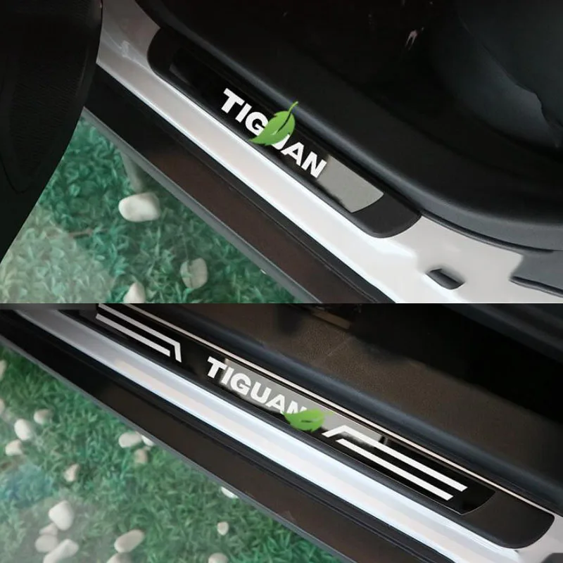 Автомобильная наклейка из нержавеющей стали 4 шт. Накладка на порог для Volkswagen VW