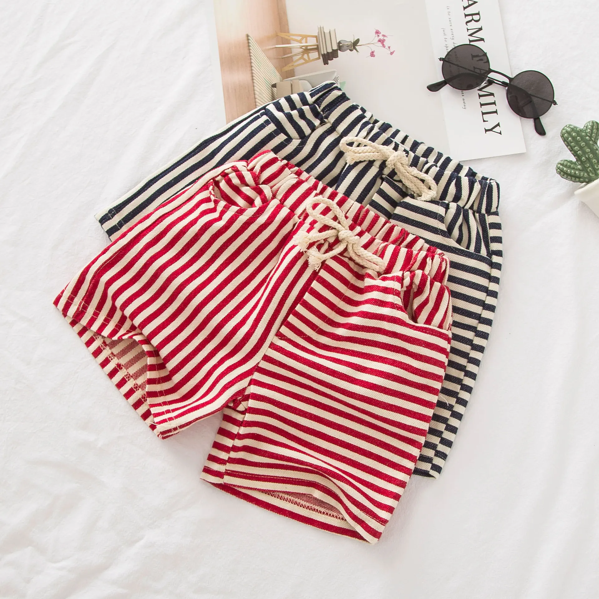 

Crawler Men's 2019 Summer New Style Stripes Cotton Children Casual Pants Crawler Shorts