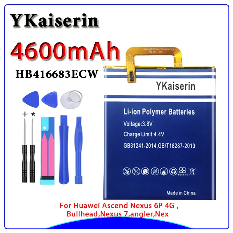 For Hua Wei Phone Battery HB416683ECW For Huawei Nexus 6P H1511 H1512 4600mAh High Capacity Replacement Battery Free Tools