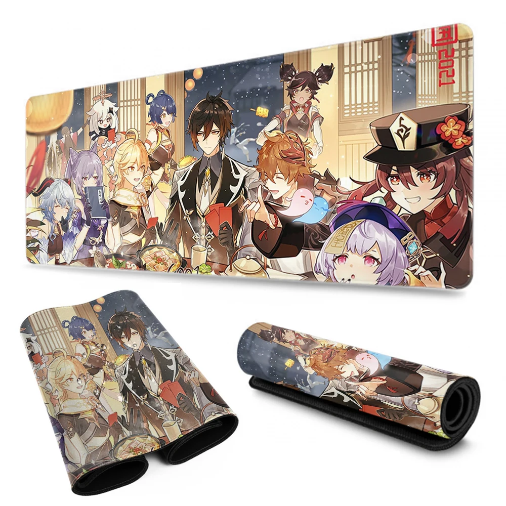 

XL Yuanshen impact mouse pad HD printing computer game player seaming mouse pad xxl80x40cm keyboard computer desktop pad csgo