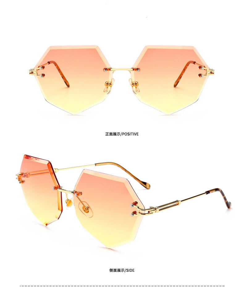 Многоугольные безрамные обрезные Солнцезащитные очки женские градиентные океанские градиентные солнечные очки устойчивые к ультрафиолетовому излучению женские - Цвет линз: 5