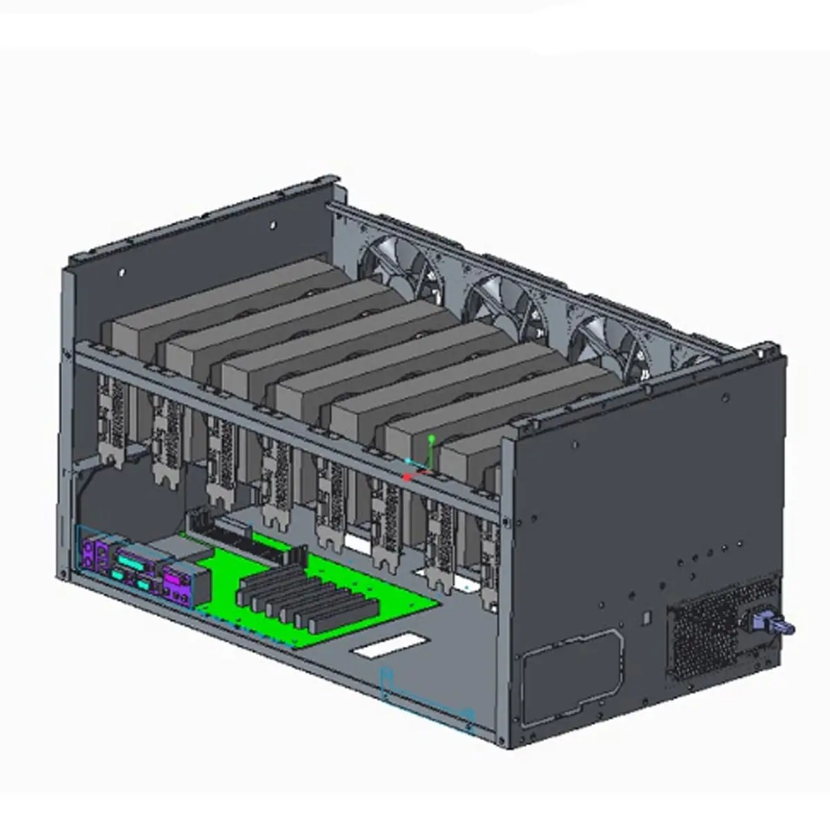 8 GPU 4 вентилятора открытый Air Pro шахтерский компьютер сплав чехол рамка Rig Стекируемый чехол для 8 GPU ETH BTC ZEC эфириума