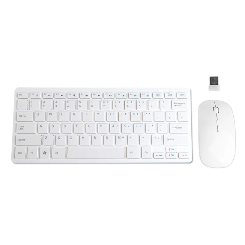 Беспроводная клавиатура мышь комбо 2,4 ГГц мини клавиатура ультра-компактная мышь комбо набор для Ноутбуки и настольные компьютеры - Цвет: Белый