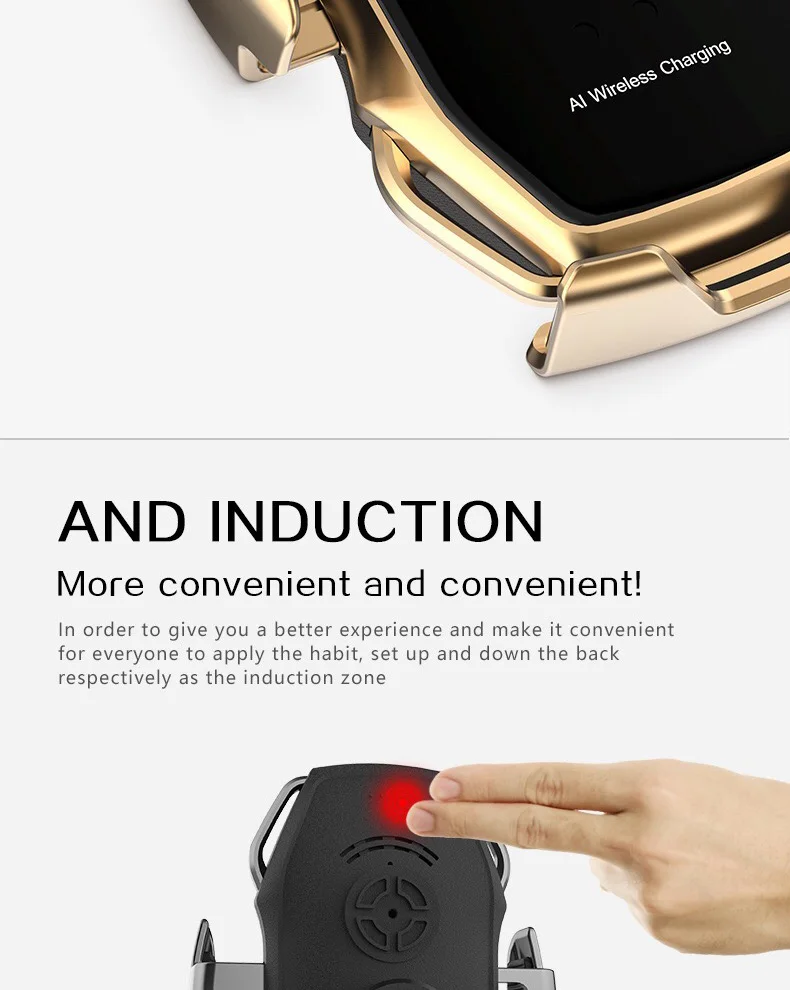 FLOVEME Qi Car Wireless Charger For iPhone Samsung Xiaomi Car Mount Infrared Induction Fast Wireless Charging Car Phone Holder phone stand for bike