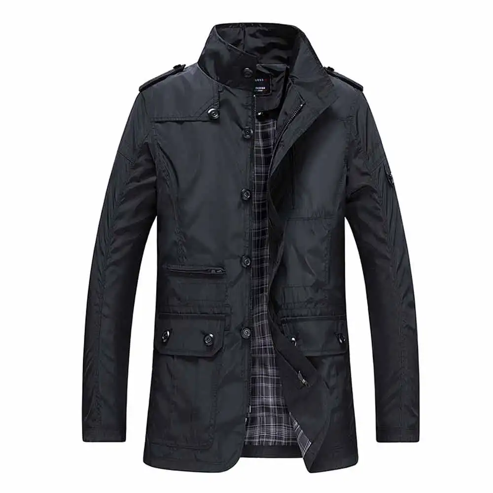 Autumn and winter men's stand up collar quality windbreaker casual fit thick jacket men's waterproof zipper coat windbreaker 2