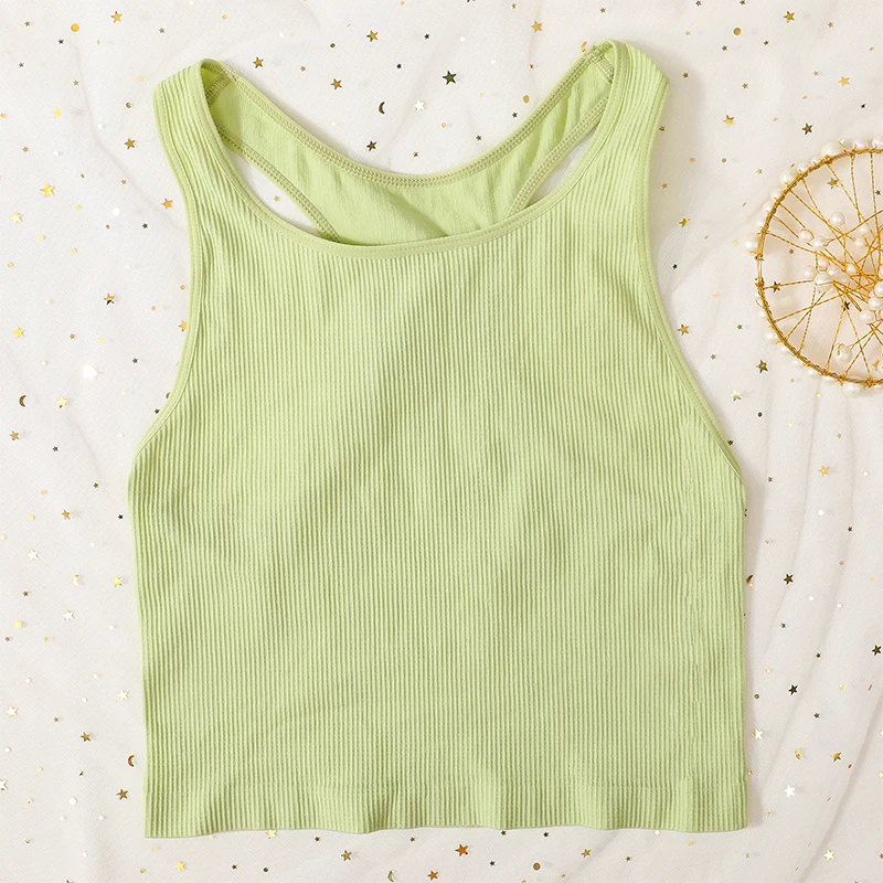 3 Canotte Donna A Costine Racerback – Senza Cuciture, Crop Top Elastici Per Yoga E Allenamento, Girocollo, Colori Vari - 3