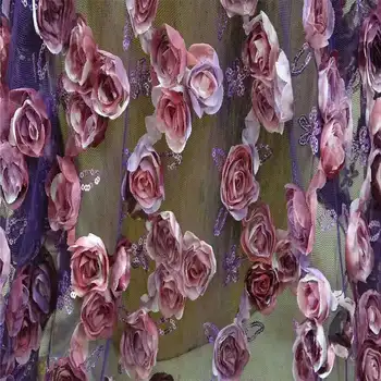 

High quality 3D big flower French mesh fabric / Nigeria lace fabric dress tulle mesh lace fabric