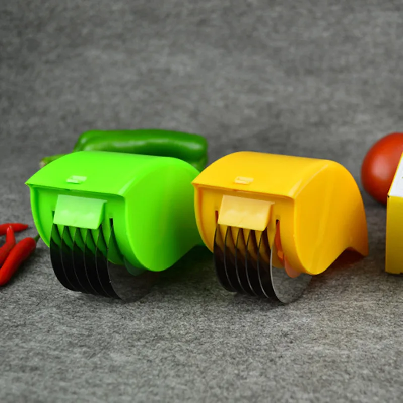

Stainless Steel Blade Kitchen Vegetable Chop Herb Rolling Roll Rollers Mincer Manual Hand Scallion Cutter Slicers