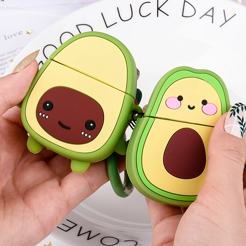 

TPU Silicone Earphone Case For AirPods 1 2 Protective Cover Cute Cartoon Avocado Skin Accessories For Air pods 1 2 Charging Box