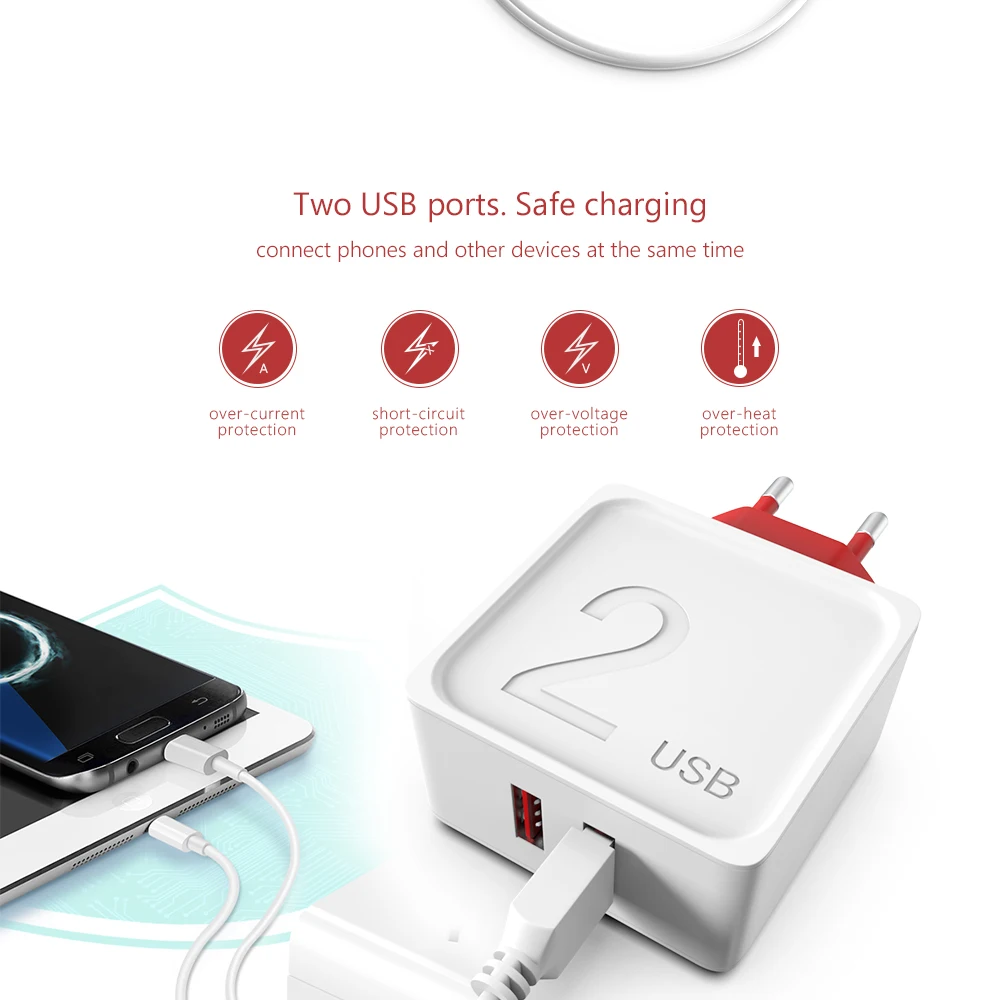 CBAOOO USB зарядник Быстрая зарядка 3,0 ЕС адаптер 2 порта зарядное устройство для мобильного телефона 5 в 2.4A usb зарядка для iPhone/samsung/Millet