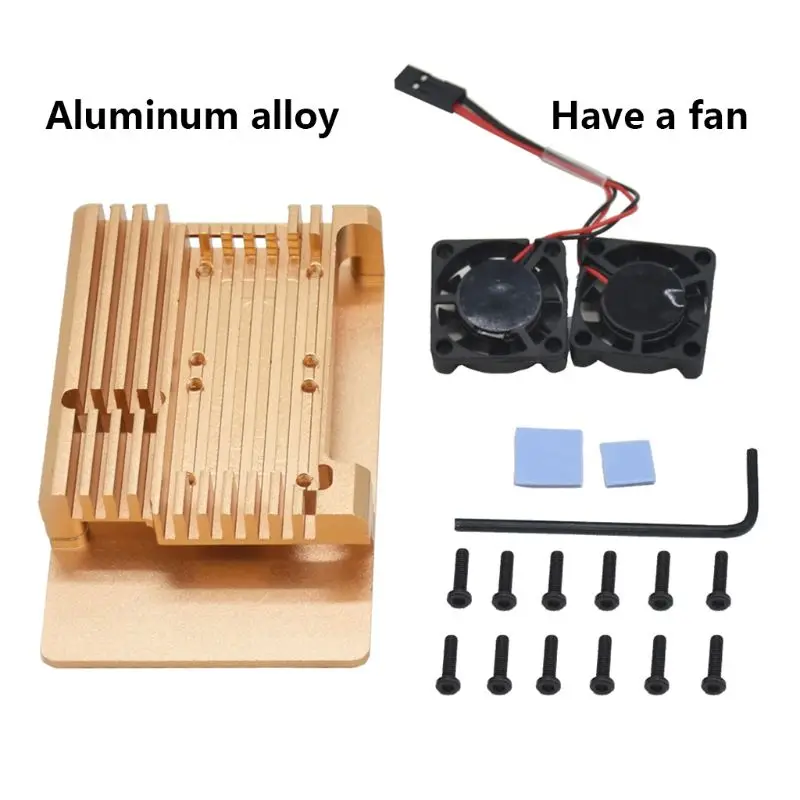Алюминий сплав Корпус чехол металлический корпус черного ящика излучающая пластина теплоотводящий кулер для Raspberry Pi 4 модели B - Цвет: have a fan
