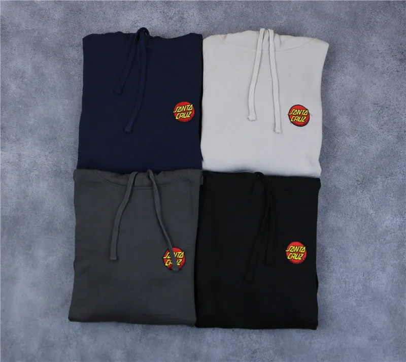 new Santa cruz gray blue black white with hat skateboard Full Sweater hoodie fleeces for men |