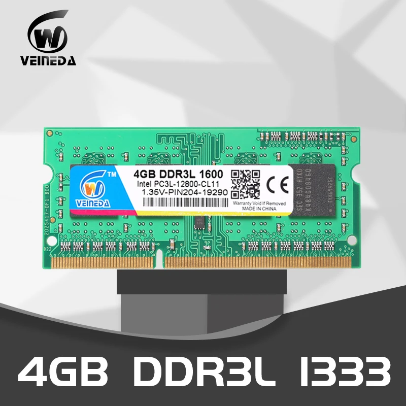 Память VEINEDA ddr3 4 ГБ для ноутбука 1600 МГц sodimm macbook ОЗУ ddr3l совместимый ноутбук 8gb1066 1333