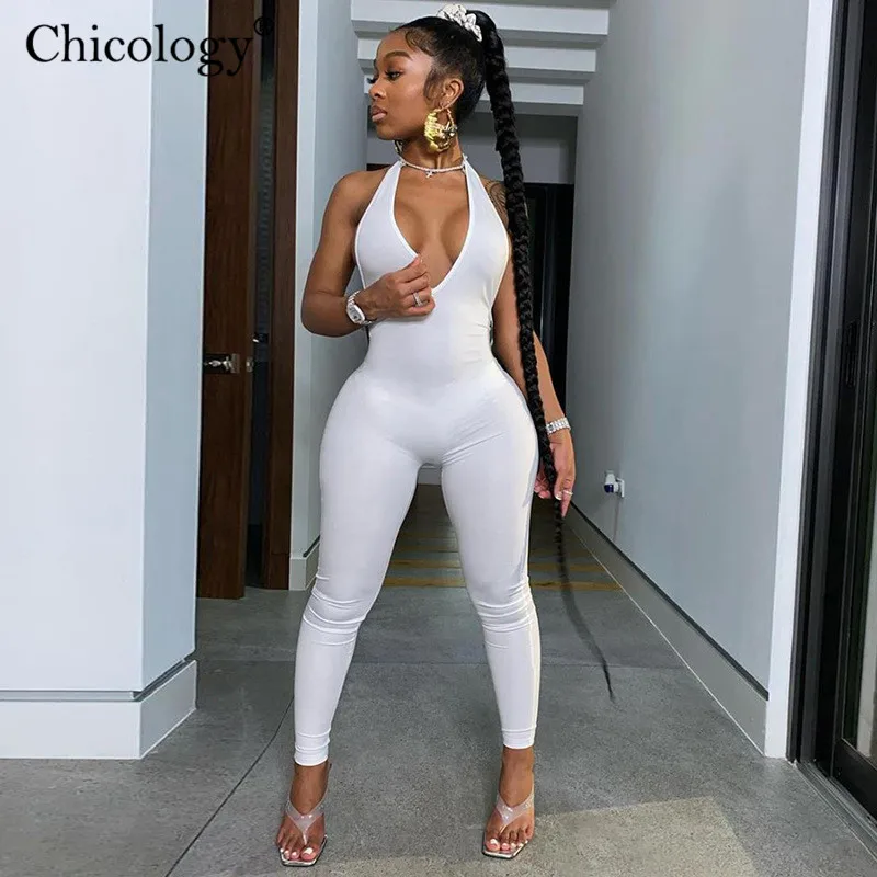 Chicology halter backless sexy jumpsuit trousers long pants bodycon elegant 2020 summer women fitness clothes party streetwear Chicology halter backless sexy jumpsuit trousers long pants bodycon elegant 2020 summer women fitness clothes party streetwear