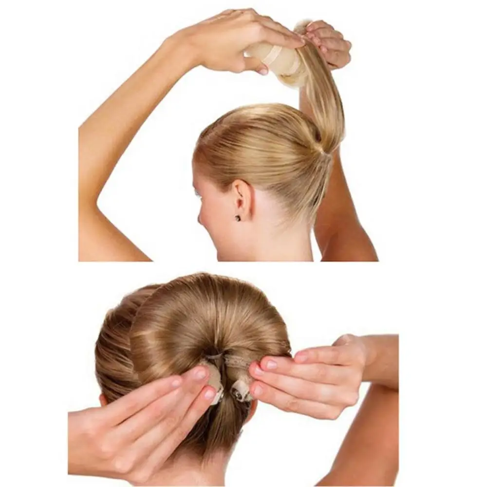 

Hot Sale size 19cm Women Hair Buns Stylish Twist Ring Shaper Donut Chignon Maker Clip Hair Curler Accessory PFQ